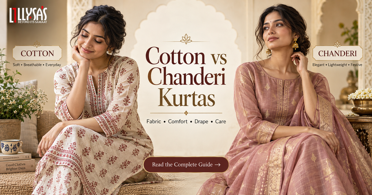 Cotton vs Chanderi Kurtas: Fabric, Comfort, Drape and Care Compared