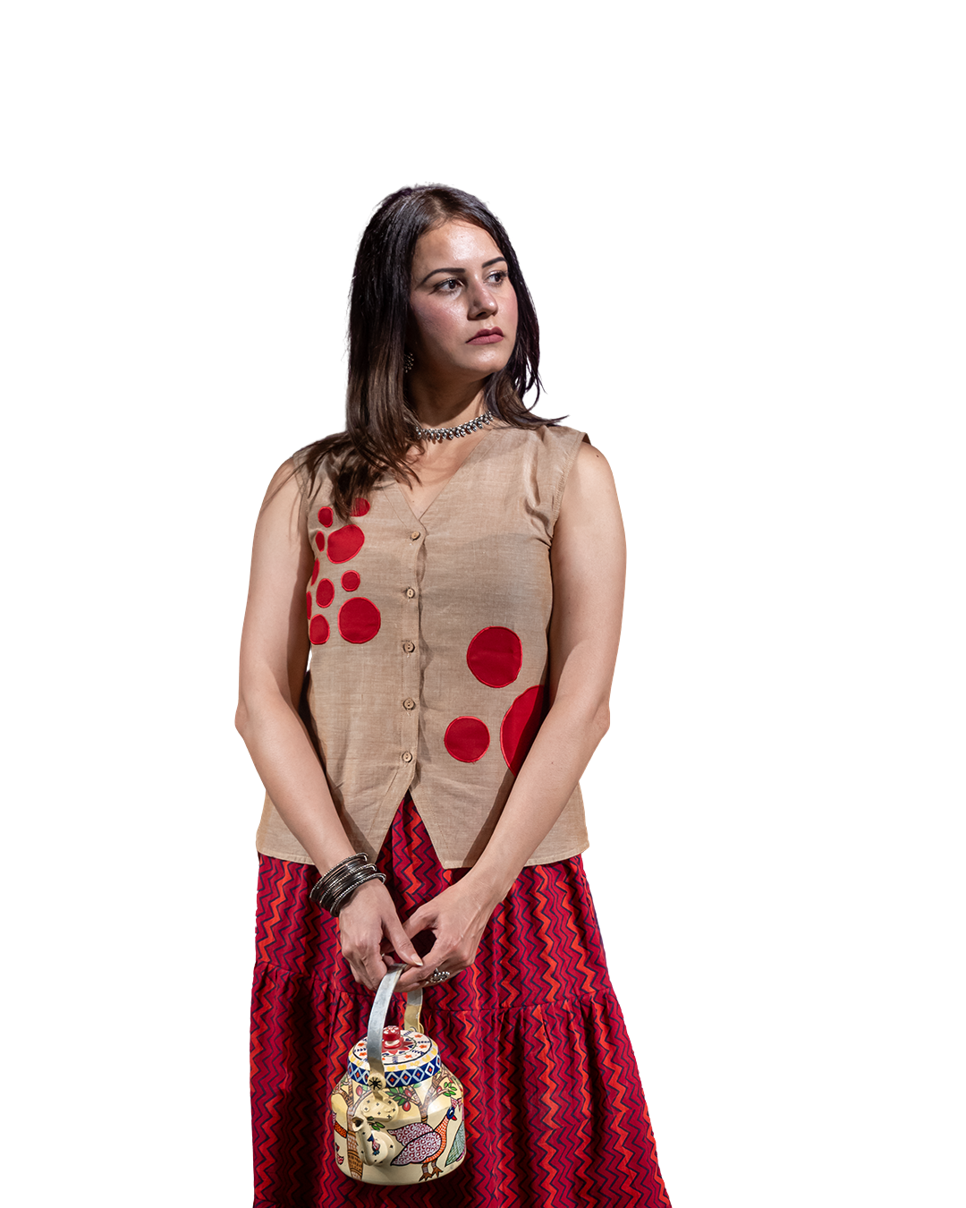 Brasso fabric Anarkali,Heavy jacket-style zari work.