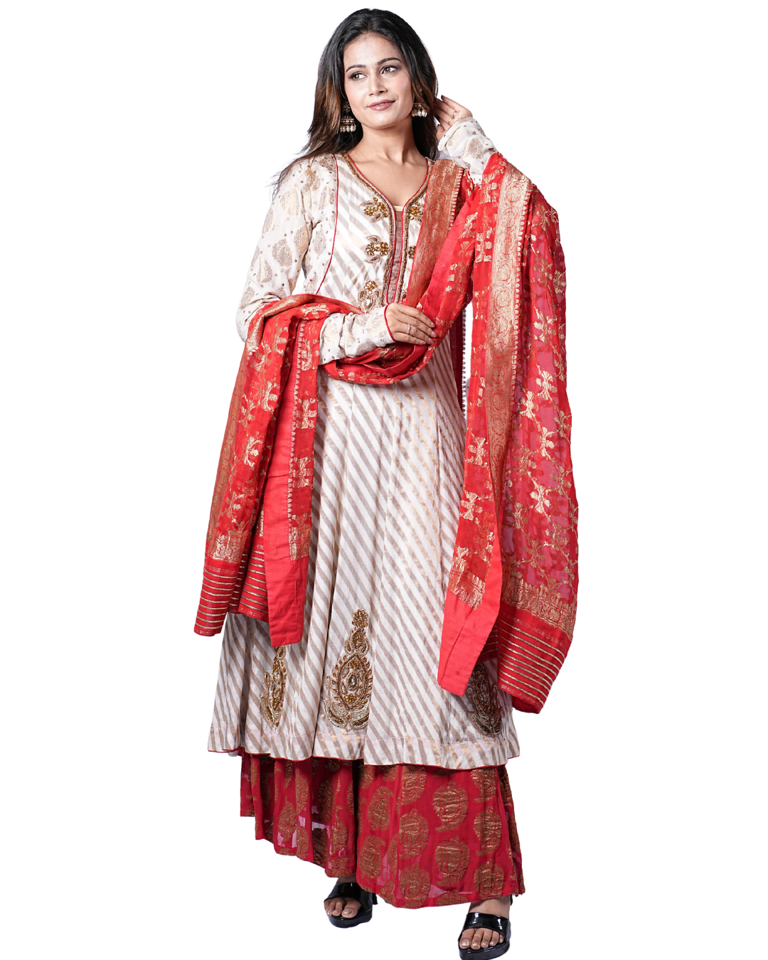 Handcrafted Multicolor Patchwork Anarkali Set with Dupatta