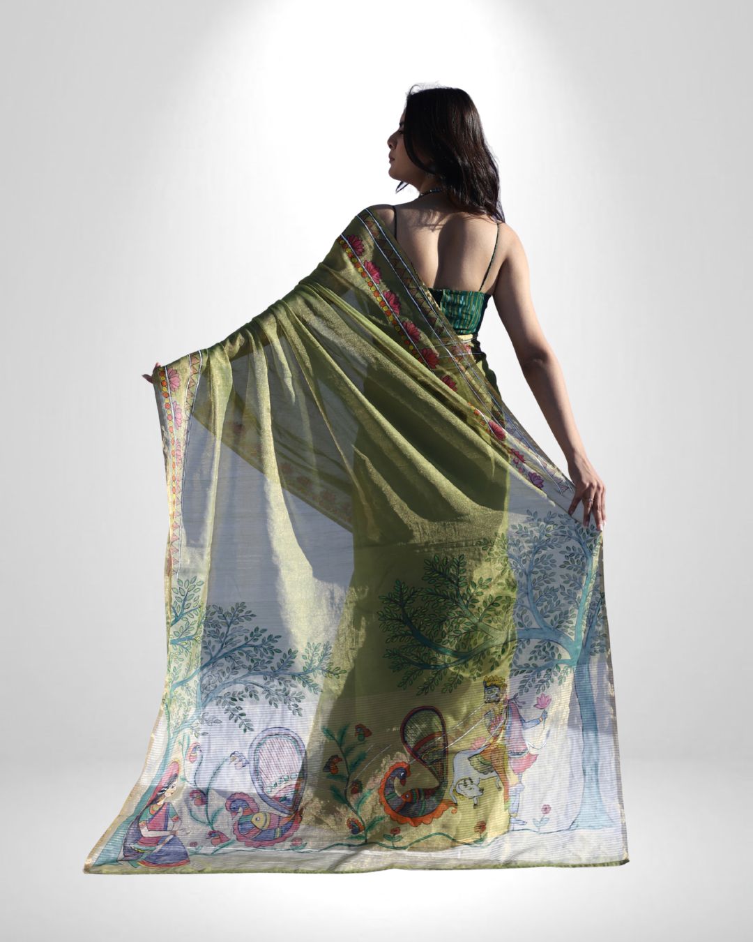 Handloom Chanderi Saree with Hand-Painted Pallu