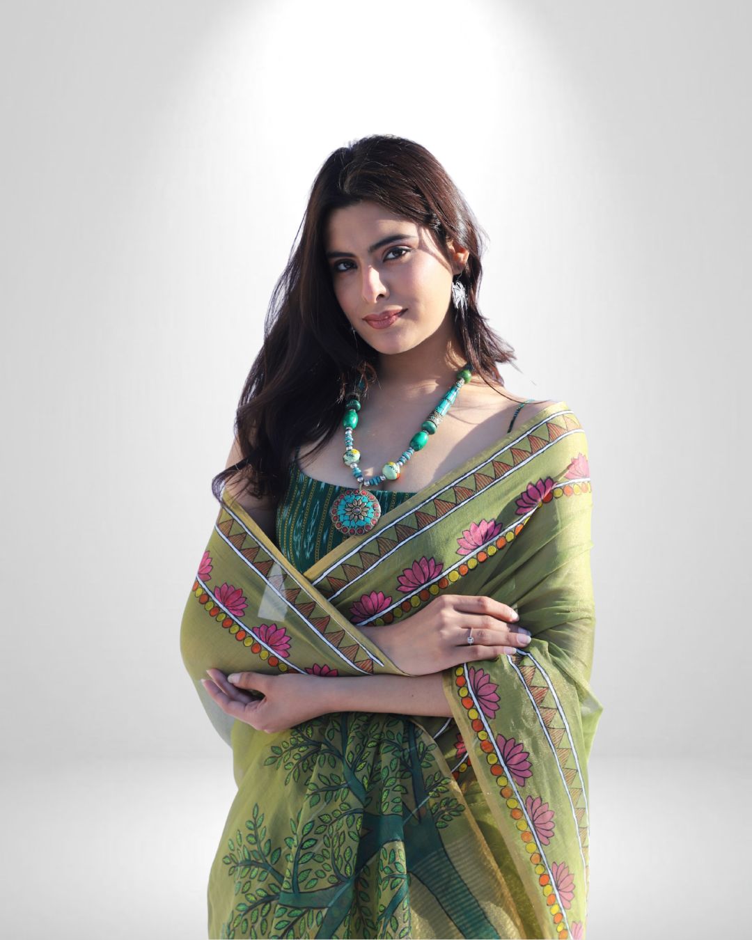 Handloom Chanderi Saree with Hand-Painted Pallu