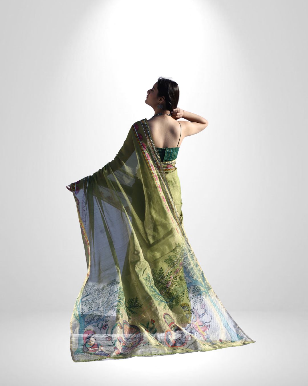 Handloom Chanderi Saree with Hand-Painted Pallu