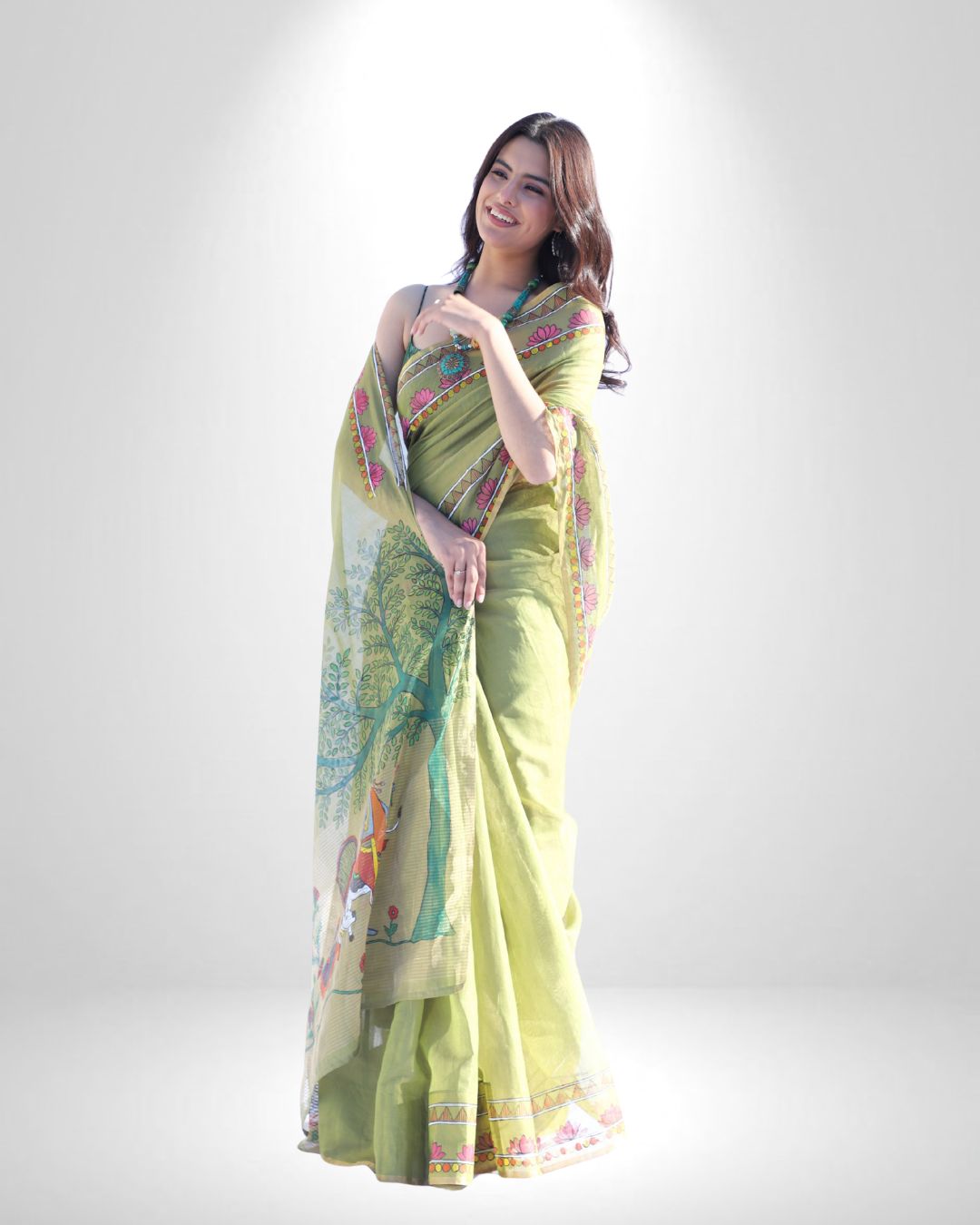 Handloom Chanderi Saree with Hand-Painted Pallu