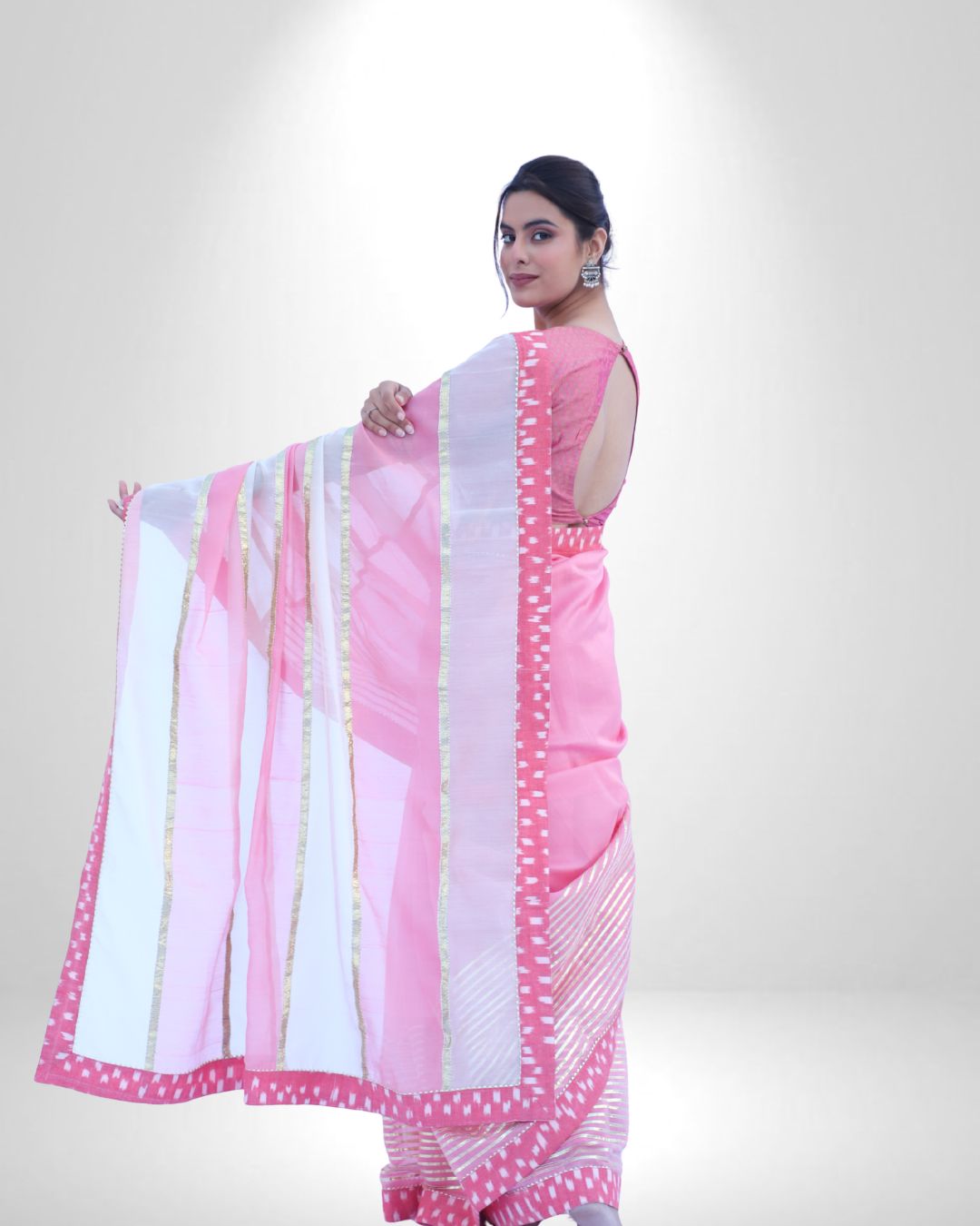 Pink Chanderi Saree with Gota Detailing